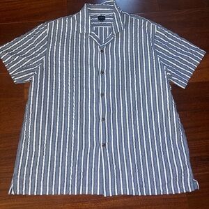 J. Crew Navy and White Striped Casual Shirt